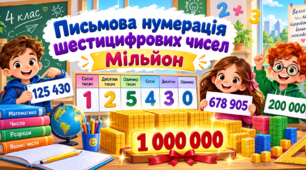 Урок 38 Письмова нумерація шестицифрових чисел. Мільйон.