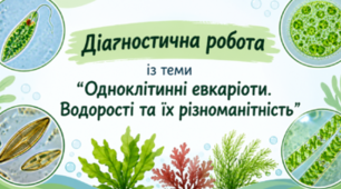 Діагностична робота із теми "Одноклітинні евкаріоти. Водорості та їх різноманітність"