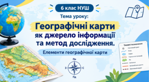 Презентація "Географічні карти як джерело інформації та метод дослідження. Елементи географічної карти" 6 клас НУШ