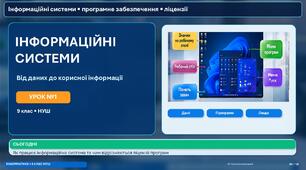Інформаційні системи, інформаційні процеси в них. Програмне забезпечення персонального комп’ютера. Ліцензії на програмне забезпечення, їх типи.  9 клас