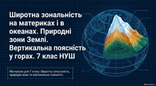 Широтна зональність на материках і в океанах. Природні зони Землі. Вертикальна поясність у горах. 7 клас НУШ