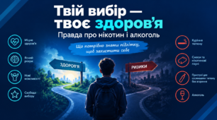 «Твій вибір — твоє здоров’я: правда про нікотин і алкоголь». Вплив на здоров’я куріння тютюнових виробів, споживання снюсів і нікотинових паучів, використання пристроїв для нагрівання тютюну та вживання алкогольних напоїв