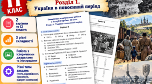 Тематична контрольна робота з історії України. 11 клас. Розділ 1 «Україна в повоєнний період»
