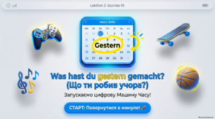 Презентація-конспект до уроку 19. «Was hast du gestern gemacht?»  Німецька мова. 6 клас НУШ. Deutsch. HALLIHALLO! • Друга іноземна мова •