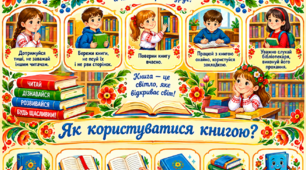 Постер «Правила поведінки в бібліотеці. Як користуватися книгою?»