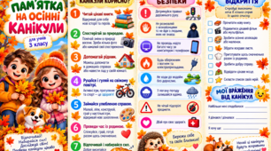 Пам’ятка на осінні канікули для 1–4 класів!