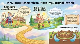 Таємниця назви міста Рівне: три цікаві історії. Легенди рідного краю | Навчальне відео та інфографіка