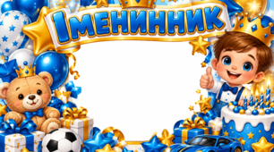 💙👑 **ФОТОРАМКА «ІМЕНИННИК» — КОЖЕН ХЛОПЧИК ЗАСЛУГОВУЄ НА СВЯТО, ЯК У КАЗЦІ