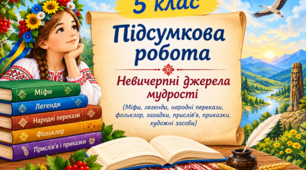 Адаптована підсумкова контрольна робота з української літератури для учня 5 класу з особливими освітніми потребами (IV рівень підтримки) за темою «Невичерпні джерела мудрості».