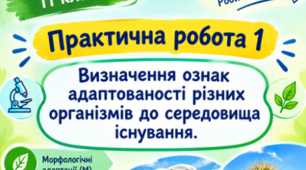 Практична робота 1 Визначення ознак адаптованості різних організмів до середовища існування. 11 кл (робочі аркуші для учнів+ключ відповідей для вчителя)