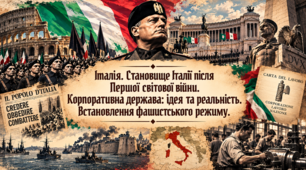 Італія. Становище Італії після Першої світової війни. Корпоративна держава: ідея та реальність. Встановлення фашистського режиму.
