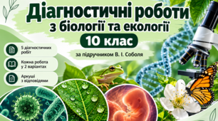 Діагностичні роботи з біології та екології. 10 клас. За підручником В. І. Соболя(2 варіанти + аркуш з відповідями)