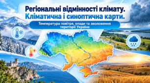 Регіональні відмінності клімату. Кліматична і синоптична карти.Температура повітря, опади та зволоження території України. 8 клас НУШ за підручником Запотоцького.