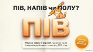 🐱📚 Правопис слів із пів-, напів- ✍️🇺🇦