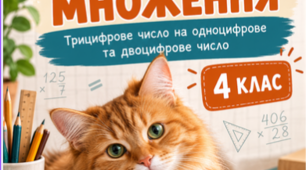 🐱 Письмове множення. Математичні картки для 4 класу