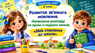 Розвиток мовлення. 4 клас. Написання розповіді за одним із поданих зачинів. «Моє ставлення до школи»