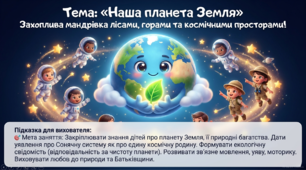 Презентація+конспект заняття з розвитку мовлення "Наша планета Земля".Старша група. Листопад.
