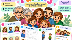 «My Amazing Family!» | Комплект адаптованих робочих аркушів з англійської мови для учнів з ООП | Початковий рівень