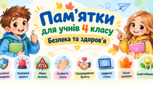 Пам’ятки для учнів 4 класу «Безпека та здоров’я»