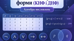 Кон'юнктивна та диз'юнктивна нормальні форми (КНФ і ДНФ).  Теорія та практичні завдання