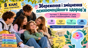 Презентація " Збереження і зміцнення психоемоційного здоров’я. Практикум. Частина 1. Допомога за умов різних психоемоційних станів." 8 клас НУШ