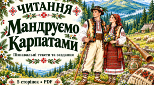🌲 «Мандруємо Карпатами» — ілюстровані робочі аркуші з пізнавальними текстами та завданнями на розуміння прочитаного.