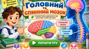 Біологія. Головний та спинний мозок. Інтерактивна навчальна гра для учнів з ООП (8 клас НУШ)