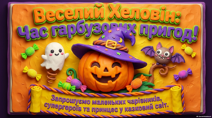 Презентація "Веселий Хеловін. Час гарбузових пригод" (для початкових класів)