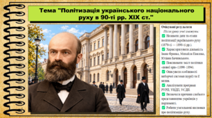 Політизація українського національного руху в 90-ті рр. XIX ст.. 9 клас (НУШ). Історія України. За підручником авторів Власов В. та інші.