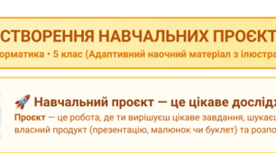 Ментальна карта з інформатики для 5 класу (ООП) на тему «Створення навчальних проєктів».