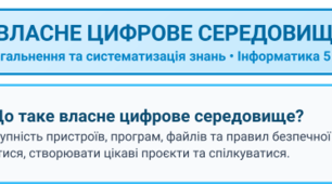 Ментальна карта на тему «Узагальнення і систематизація знань з теми "Власне цифрове середовище"» для учнів 5 класу з ООП.