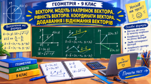 СР № 3. Вектор. Модуль і напрямок вектора. Рівність векторів. Координати вектора. Додавання і віднімання векторів