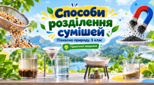Практичний робочий аркуш «Способи розділення сумішей». Пізнаємо природу, 5 клас НУШ