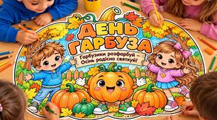 26 жовтня - День гарбуза. Мегарозмальовка ( 1, 4, 9, 16 аркушів А4).