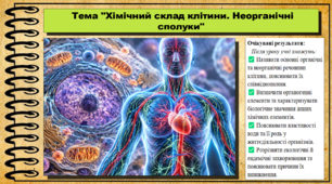 Хімічний склад клітини. Неорганічні сполуки. 9 клас (НУШ). Біологія. За підручником авторів Анедерсон О. та інші.
