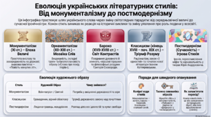 Інфографіка "Еволюція українських літературних стилів"