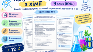 Підсумкова контрольна робота 9 клас. Розділ 1 «Досліджуємо розчинність речовин і розчини»