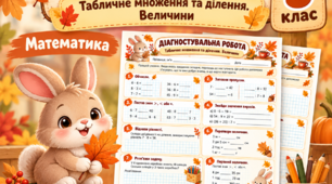Діагностувальна робота з математики «Табличне множення та ділення. Величини» | 3 клас НУШ 🍂