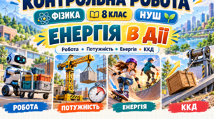 Підсумкова контрольна робота з теми " Механічна робота. Потужність. Енергія." Фізика, 8 клас НУШ