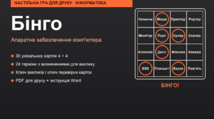 FREE. Бінго «Апаратне забезпечення комп'ютера»: настільна гра для закріплення термінів (30 унікальних карток для друку + інструкція)