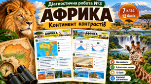Кольорові аркуші до Діагностичної роботи №3 з теми  «Африка». 7 клас НУШ. З відповідями для вчителя.