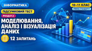 Підсумковий тест з розділу 2 «Моделі і моделювання. Аналіз та візуалізація даних» | Інформатика, 10(11) клас, рівень стандарту