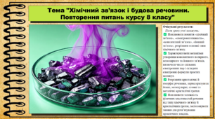 Хімічний зв’язок і будова речовини. Повторення питань курсу 8 класу. 9 клас (НУШ). Біологія. За підручником і програмою Григорович О.