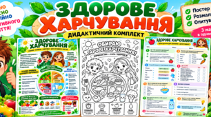 Здорове харчування: постер, розмальовка та опитування для учнів 5–7 класів