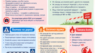 Памʼятка для учнів «Техніка безпеки під час осінніх канікул»