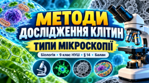 Опорний конспект з біології для 9 класу НУШ «Методи дослідження клітин. Типи мікроскопії» (§ 14, Балан)