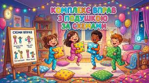 Вправи з подушкою за схемами для піжамної вечірки