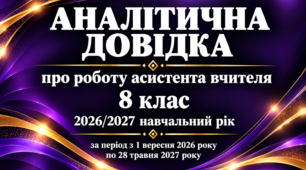 Аналітична довідка про роботу асистента вчителя за 2026/2027 навчальний рік 8 клас