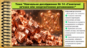 Навчальне дослідження № 14 «Генетичні зв’язки між неорганічними речовинами». 9 клас (НУШ). Біологія. За підручником і програмою Григорович О.