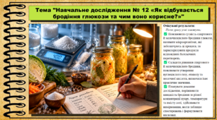 Навчальне дослідження № 12 «Як відбувається бродіння глюкози та чим воно корисне?». 9 клас (НУШ). Біологія. За підручником і програмою Григорович О.